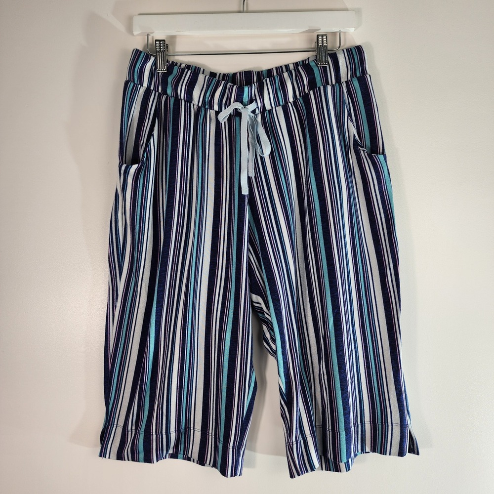 Croft & Barrow Pajama Shorts Womens XL Blue Striped Loungewear Sleep Comfort